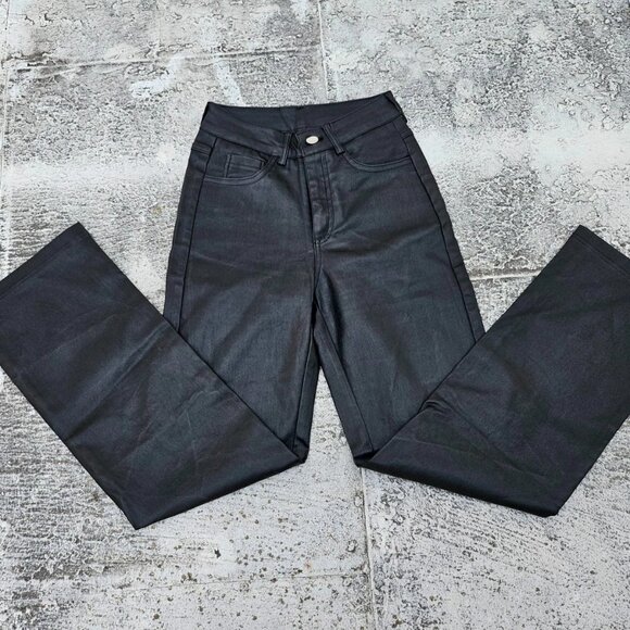 Shein Girl Pant Black Faux Leather Pant Straight Size Petite XS - Picture 2 of 11